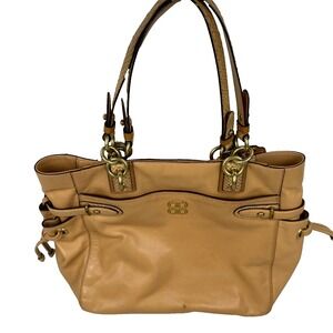 COACH MADISON TAN LEATHER LARGE TOTE HANDBAG.100%AUTHENTIC. No.‎ K1069-16430